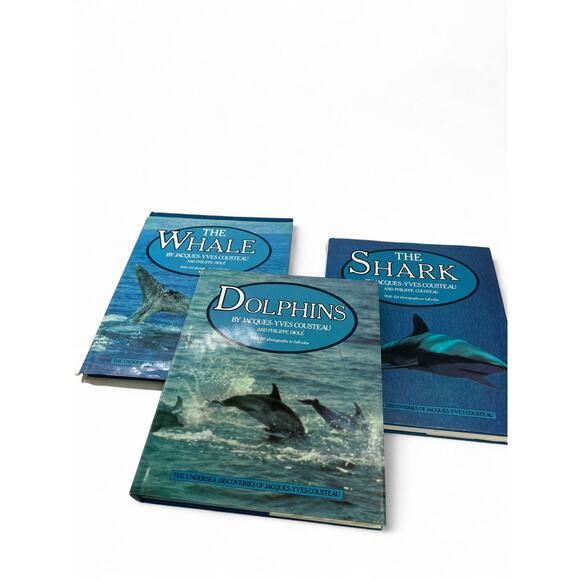 Set 4 Vintage 80's 1980's Whales Jacques Cousteau Sharks Dolphin Coffee Table - Picture 13 of 16